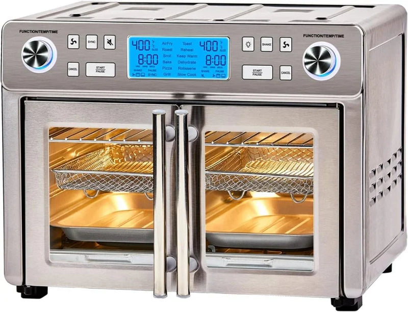 Emeril Lagasse Dual Zone 360 Air Fryer Oven Combo with French Door, 25 QT Extra Large, Cook Two Foods in Different Ways, Up to 60% Faster from Frozen to Finish J8064