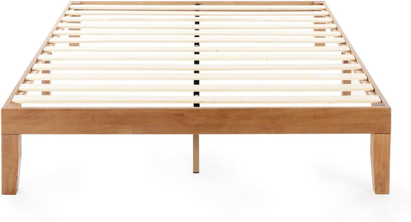 12" Classic Solid Wood Platform Bed Frame w/Wooden Slats (No Box Spring Needed), Natural, Queen Size V4839