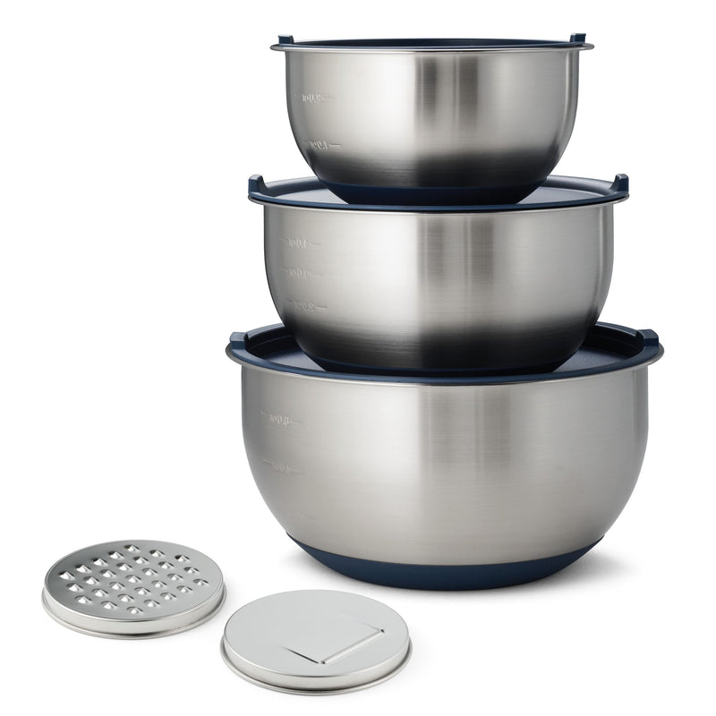 8-Piece Stainless Steel Mixing Bowl and Grater Set with Lids L5242