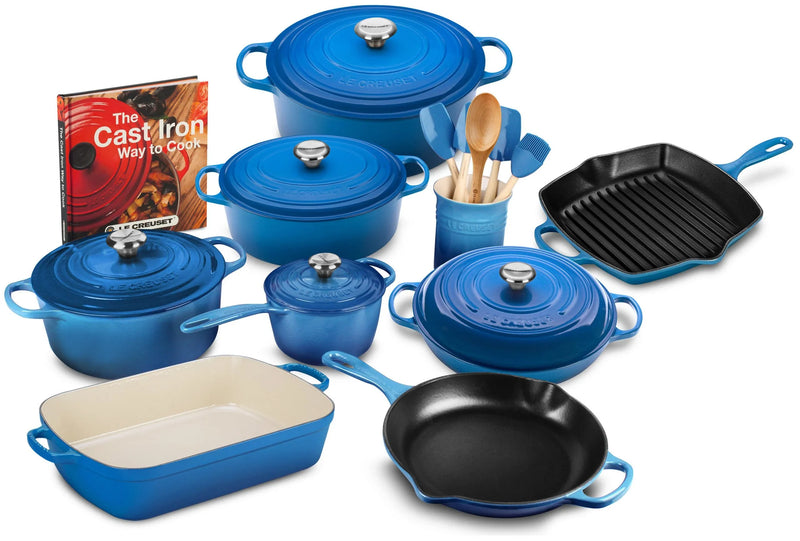 20-piece Signature Cast Iron Cookware Set,10.25 Skillet,1.75-quart Saucepan with Lid R3755