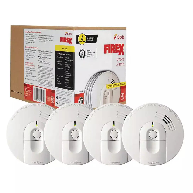 i4618 4-Pack Hardwired Smoke Alarm with Ionization Sensor, 120V AC, 9V Battery Backup U7043