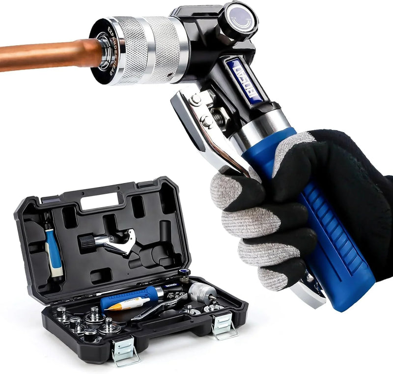 Hydraulic tube expanding tool kit, used to expand 3/8-inch copper tubes to 1-1/8 inches. V0188