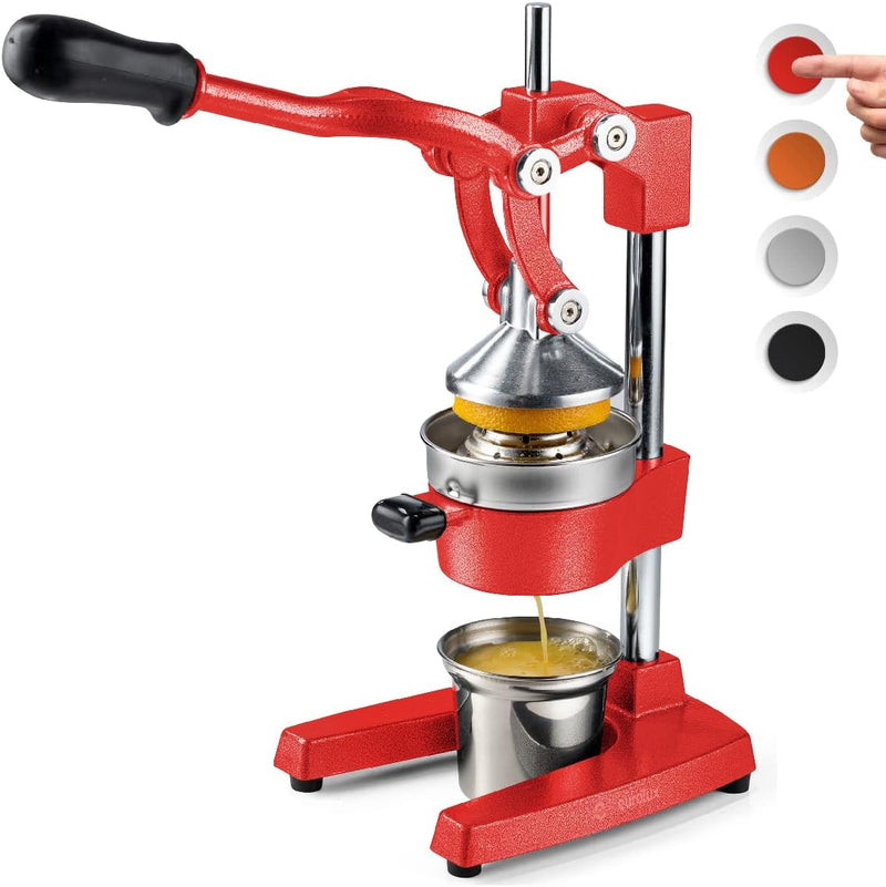 Citrus juicer | Extra-large commercial-grade manual press | Heavy-duty countertop orange juice extractor (with stainless steel cup) (black) S9659