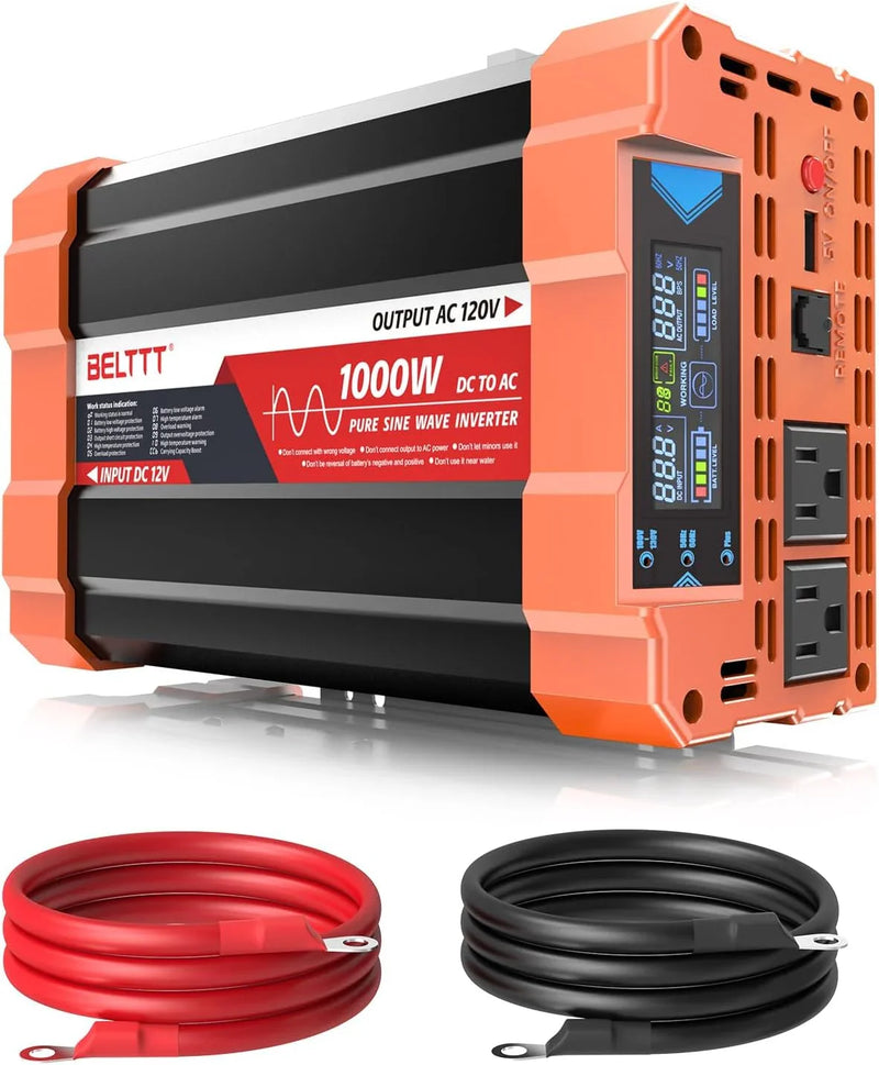 2000W Pure Sine Wave Inverter, Car Power Inverter 12V to 120V AC Converter for RV, Truck, Solar, Outdoor with Dual AC and 20A Socket, 5V 2.1A USB, Surge 4000W, Hardwire Port, Remote Controller L7490