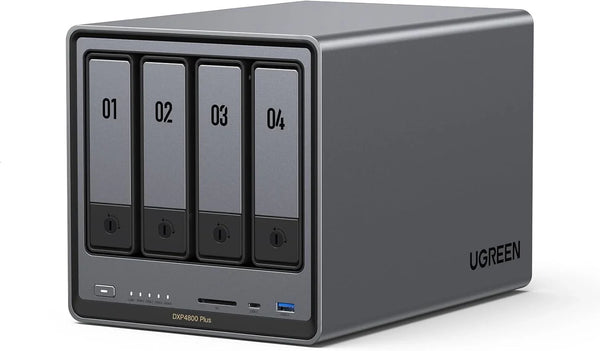 Four-slot desktop network storage device, equipped with Intel Pentium Gold 8505 octa-core processor, 8GB DDR5 memory, 128G solid-state drive, 1 10GbE network port, 1 2.5GbE network port, 2 M.2 NVMe slots, 4K HDMI interface, network storage device (wi U403