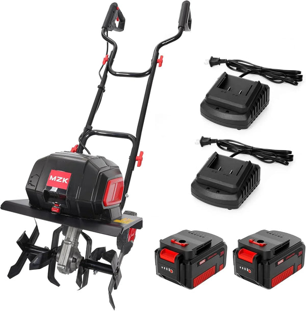 40V 12-inch Cordless Garden Tiller, Battery Powered Garden Cultivator, 2 * 4.0Ah Battery and Fast Charger Included R1168