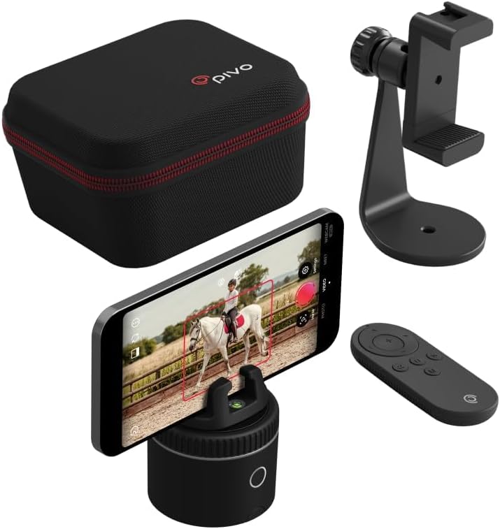 Equestrian silver base set, automatic facial recognition, body recognition, horse mobile tracker, AI-driven 360-degree rotation function, remote control video recording device without manual operation, suitcase and tripod K1002