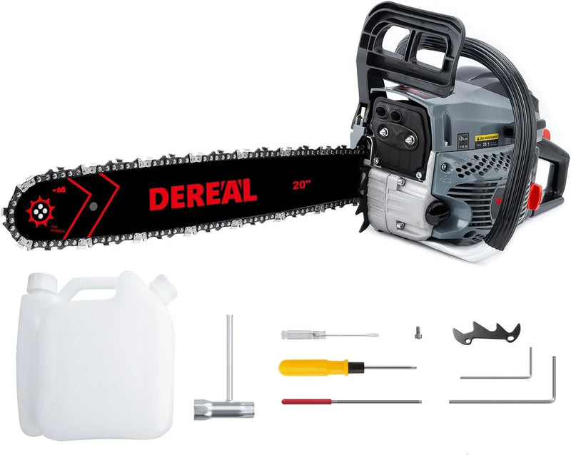 20 Inch 62CC Gas Powered Chainsaw 3.4HP 2 Stroke Engine Gas Power Chain Saw for Cutting Wood Outdoor Garden Farm Home U441