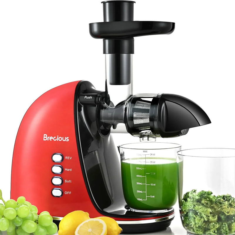 Slow Masticating Juicer,Brecious Cold Press Juicers with 2 Speed Modes & Quiet Motor,Juicers Machines Vegetable and Fruit with Reverse Function,Celery Juicer,BPA-Free,Easy to Clean (Black) X5930