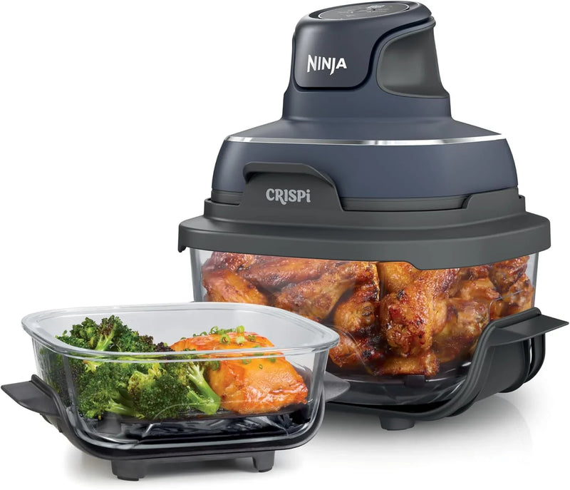 Air fryer can be used in conjunction with microwave ovens, refrigerators and dishwashers. It is made of non-toxic glass material and features a portable cooking system with a capacity of 4 gallons. It comes with 6 glass containers and a sealing lid H1825