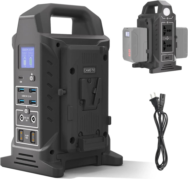 Dual V interface battery charger, power strip 3-in-1 dual-channel charger/multi AC power inverter station, PD 65W/USB-C, compatible with the fully V-lock battery charging of Smallrig Neewer Came TV. U5091