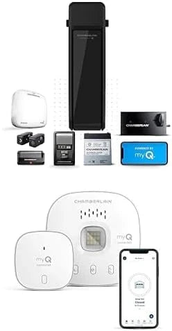 Silent and quiet wall-mounted garage door opener with battery backup and LED lighting, weighing 36 pounds, in black color. R4732