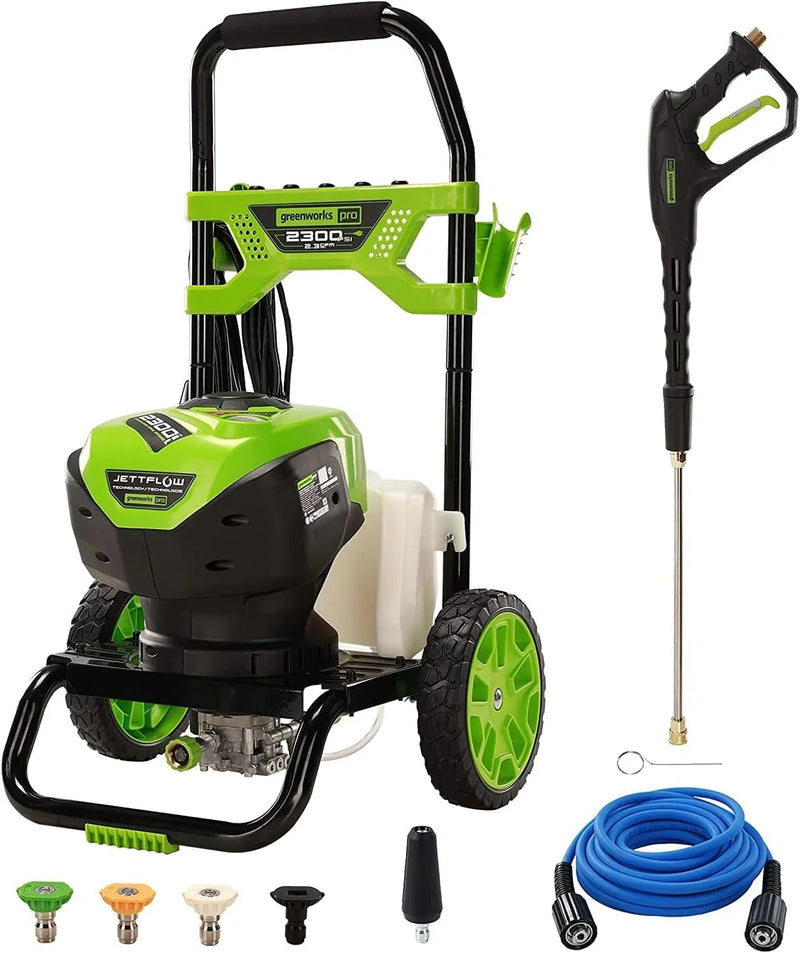 2300 pounds/square inch true brushless electric high-pressure cleaning machine (2.3 gallons/minute), 25 feet hose, quick-connect nozzle, 15°, 24°, 40° soap nozzles and turbine nozzle K4895