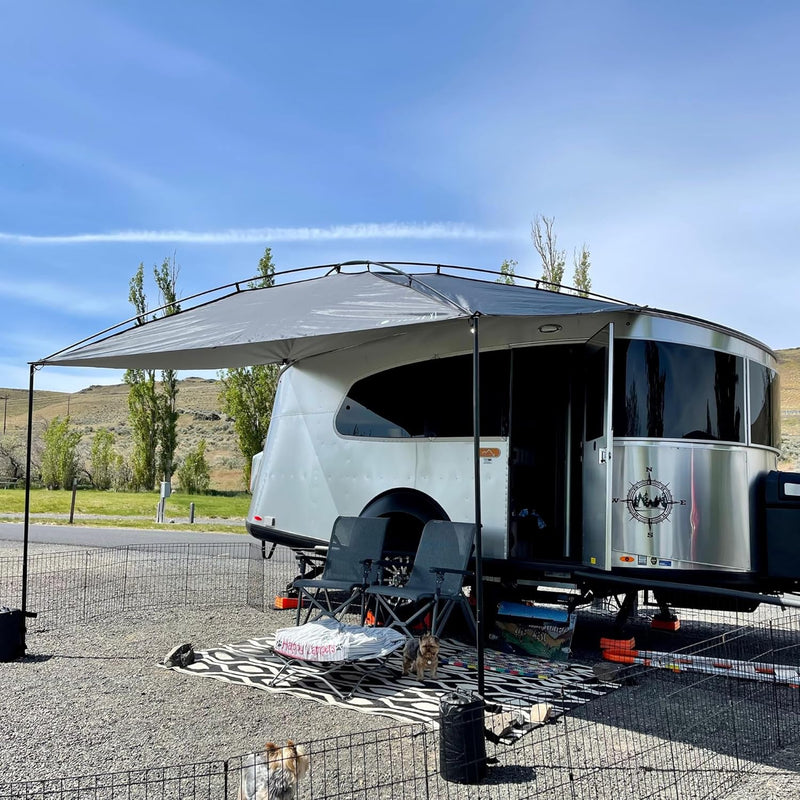 Sunshade portable roof tent, with dimensions of 9 feet by 7 feet, has a large shading area, is lightweight and durable, and is suitable for vehicles such as trucks, SUVs, vans, and camper vans (dark blue) T0010
