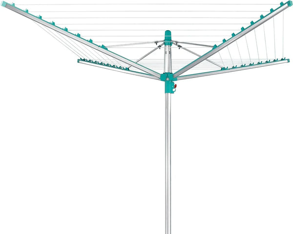 Simple drying machine, extendable by 50 meters to maintain cleanliness, made of fully rust-free aluminum material, with a shaft diameter of 3.28 meters and a maximum length of 2.03 meters. It has a pull-out rotating clothes drying rack, emerald green T997