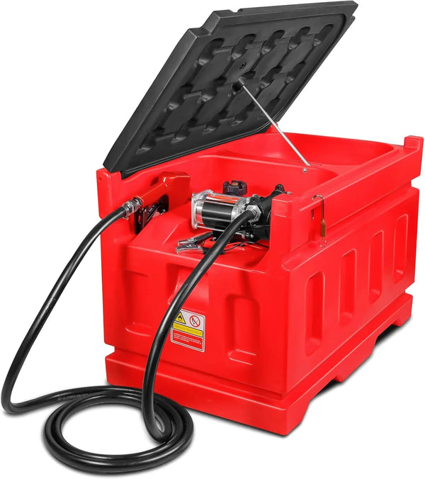 Portable 48 Gallon Fuel Tank with Pump for Gasoline & Diesel, 15GPM High Flow Rate 12V DC Self-Priming Fuel Transfer Pump, 13.1ft Hose, Auto Fueling Nozzle, for Easy Fuel Transportation D2676