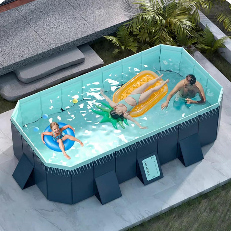Pool Above Ground/Wood Frame Swimming Pools, 5feet/ 6foot/ 7ft/ 8ft/ 9ft/ 13ft Long Outdoor Mini Large Rectangular Pool for Indoor Outdoor Backyard Home, Toddler Adults Relax Pool (Size: 1.6x1.2x0. C3121