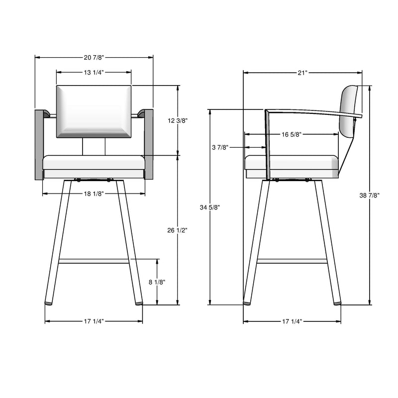 Akers Swivel Counter Stool with Padded Backrest, Multiple Colours, 26-in O3656