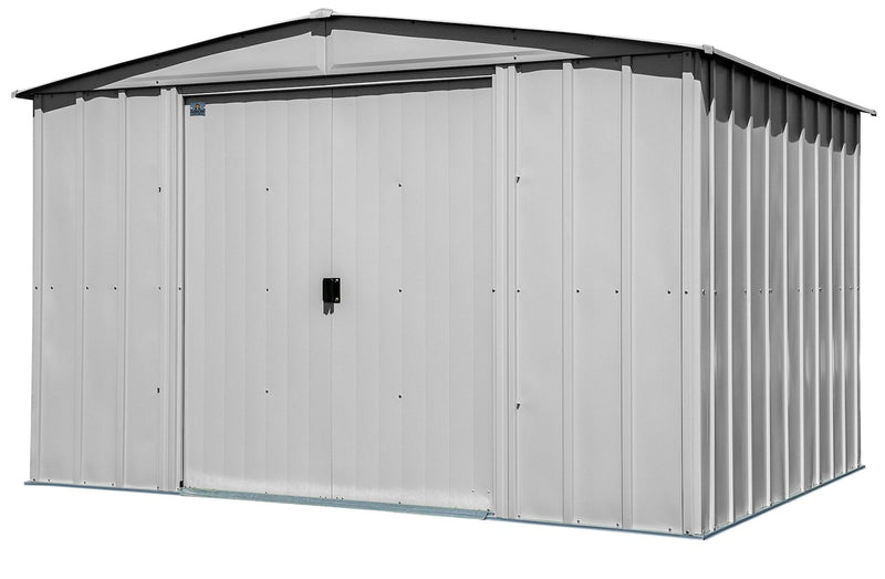 Classic Galvanized Steel Storage Shed, Flute Grey, 10-ft x 8-ft V3585