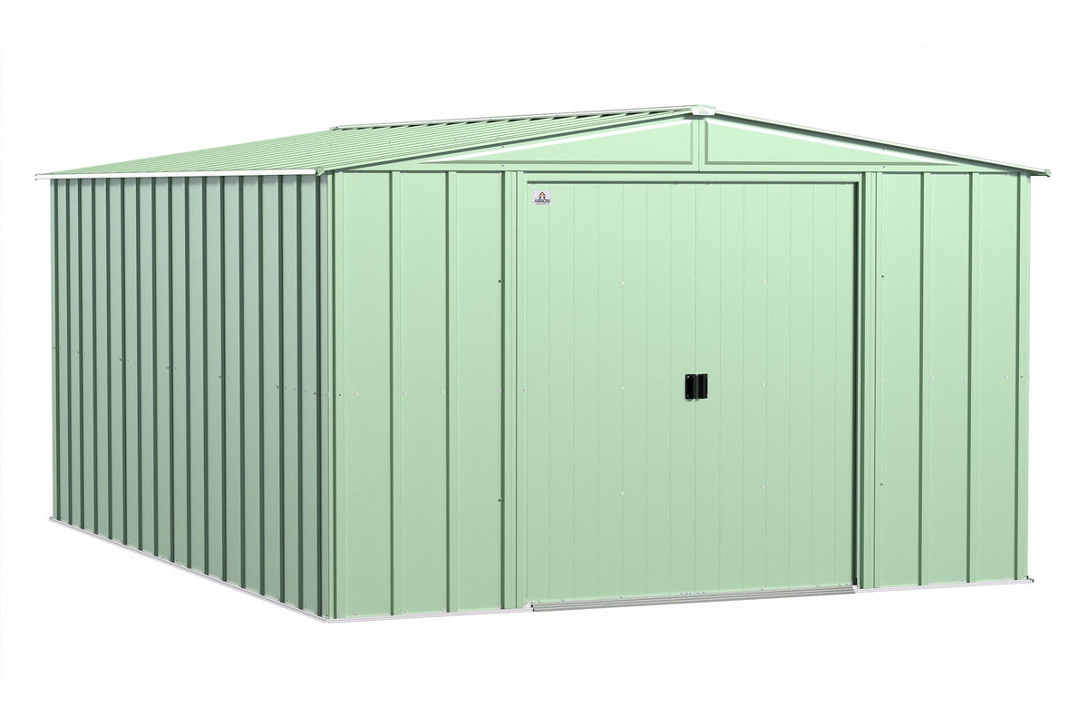 Classic Galvanized Steel Storage Shed, Sage Green, 10-ft x 14-ft