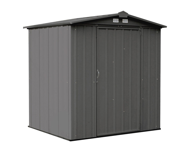 EZEE Galvanized Steel Storage Shed with Low Gable Roof, Charcoal, 6-ft x 5-ft O9429