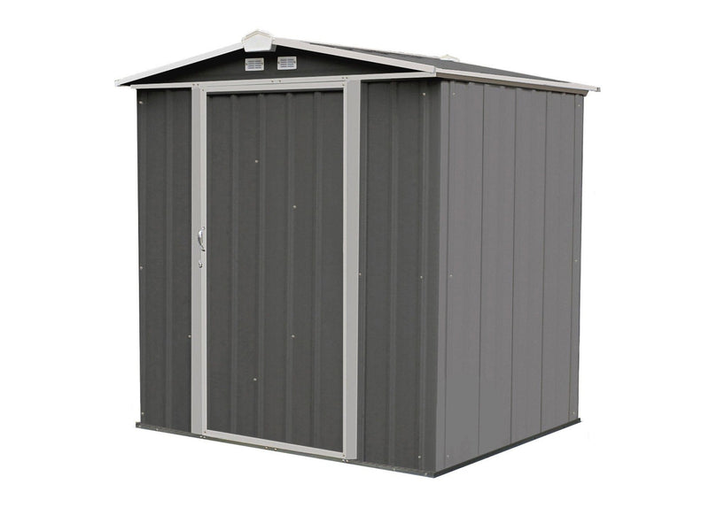 EZEE Galvanized Steel Storage Shed with Low Gable Roof, Charcoal/Cream, 6-ft x 5-ft E9348