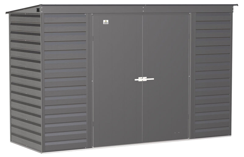 Select Galvanized Steel Storage Shed, Charcoal, 10-ft x 4-ft P9510