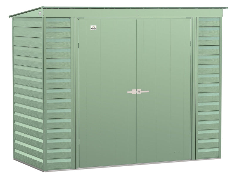 Select Galvanized Steel Storage Shed, Sage Green, 8-ft x 4-ft V1434