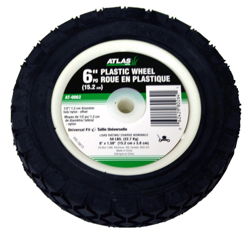 Lawn Mower Replacement Wheel, Wide Tread, 6-in x 1.5-in X6465