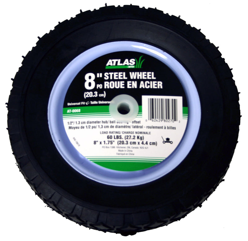 Steel Lawn Mower RePlacement Wheel with Ball Bearings, 8 in x 1.75-in O0528