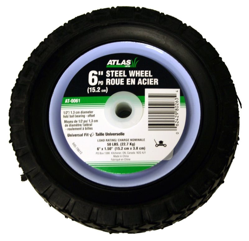 Steel Lawn Mower Wheel with Ball Bearings, 6-in x 1.5-in H7688