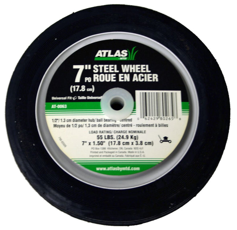 Steel Lawn Mower Wheel with Ball Bearings, 7-in x 1.5-in V4561