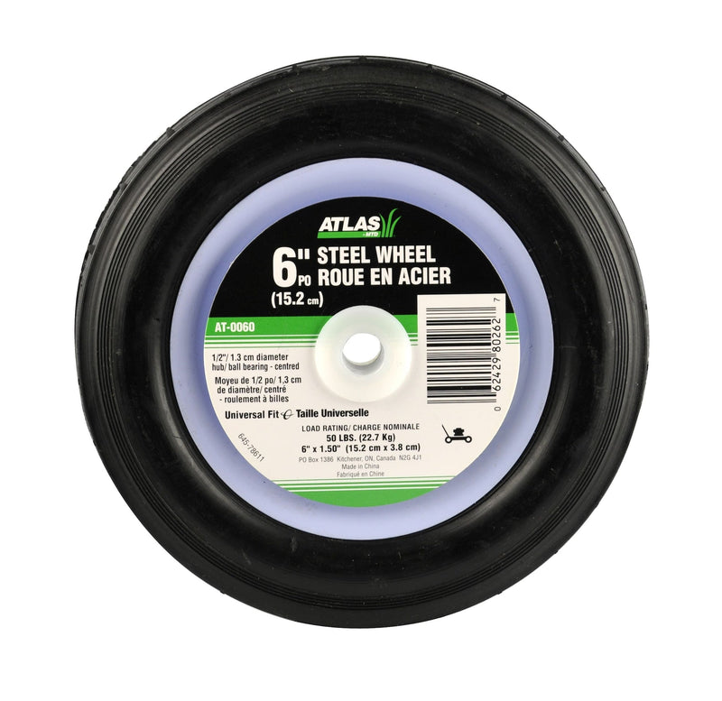 Steel Mower Wheel with Ball Bearings, 6-in V6698