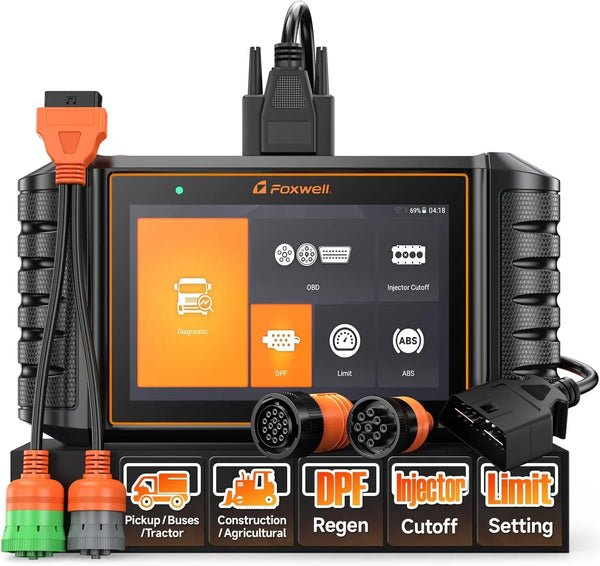 Heavy Duty Truck Scanner with DPF Regen/Injector Cutoff/Limit Setting, Full System Diesel Diagnostic Scan Tool for Cummins, Detroit, Caterpillar, Paccar, Hino & More Pickup Semi Trucks R8961