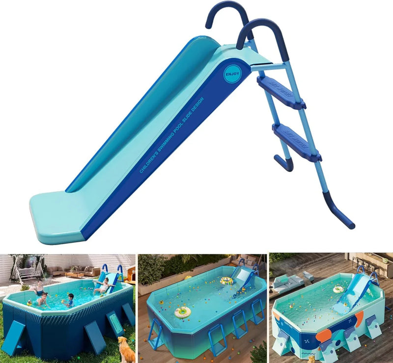 Pool Slide Inflatable Swimming Water Slide, Summer Swimming Pool Supplies Universal Trampoline Ladder Backyard Slide Home Playground Equipment F1121