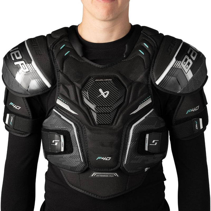 Supreme F40 Hockey Shoulder Pads, Intermediate, Black, Assorted Sizes J309