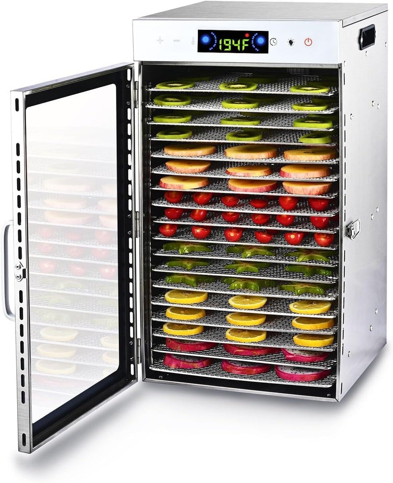 Touch screen 18-Floor Stainless Steel Food Dehydrator, Adjustable Timer and Temperature, 18 Racks, Dryer for Jerky, Meat, Fruits, herbs, tea, sourdough starter and Vegetables and lot more U3699