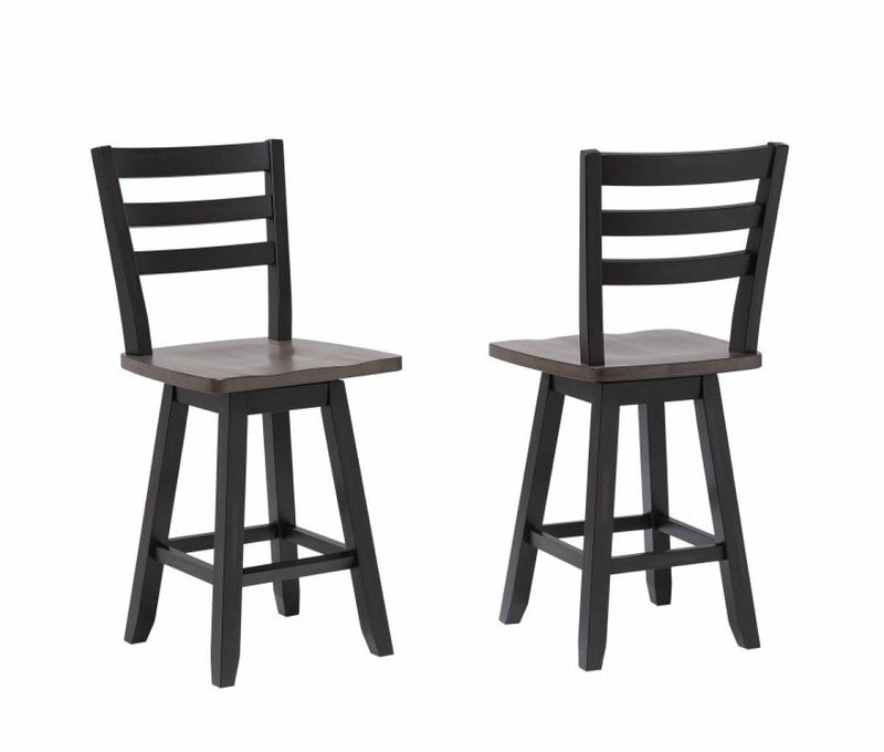 Aaron Oak/Dark Grey Swivel Counter/Bar Stool with Back Rest, 2-pc A9832