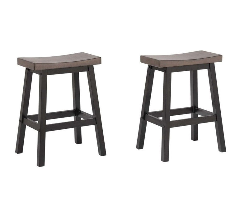 Arnold Oak/Dark Grey Counter/Bar Stool with Back Rest, 2-pc X1357
