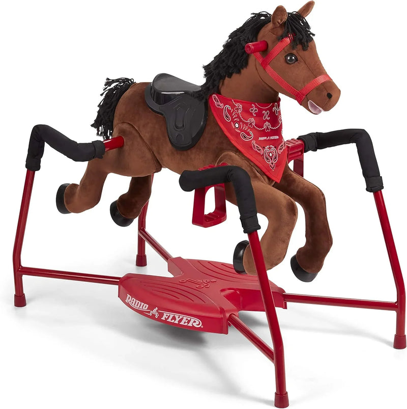 Brown plush interactive riding horse N6671