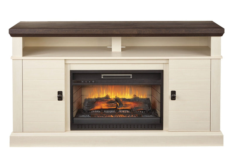 Ashcroft Media Console Electric Fireplace TV Stand, 60-in, 1400W, Includes Remote Control, White Y4079