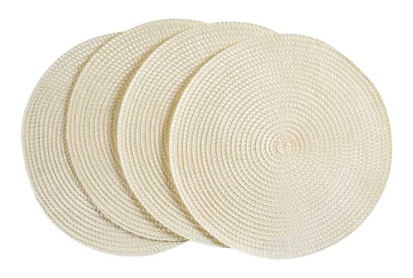 Braided Round Placemats, Cream, 4-pk E602