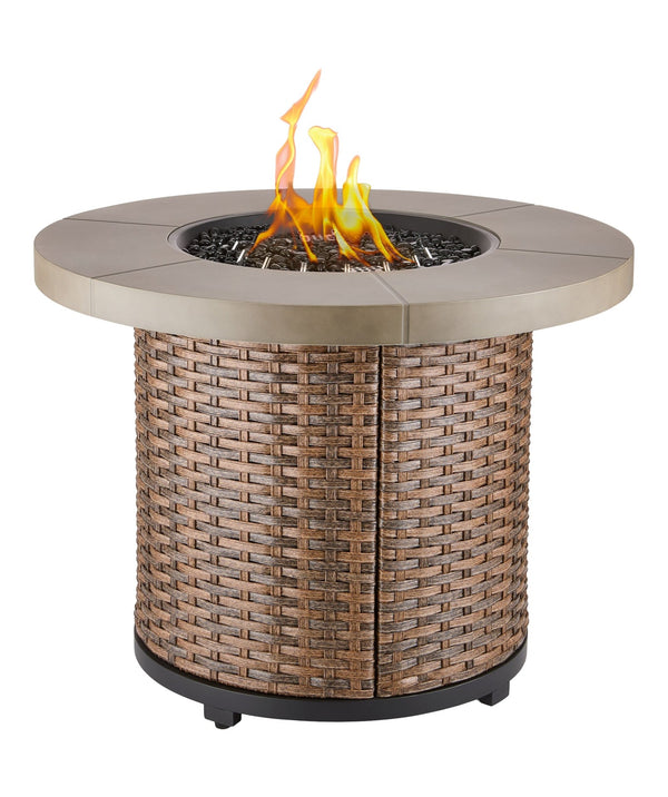 Bryce Stainless Steel Round Outdoor Gas Fire Table, 50,000 BTUs, 32-in G7094