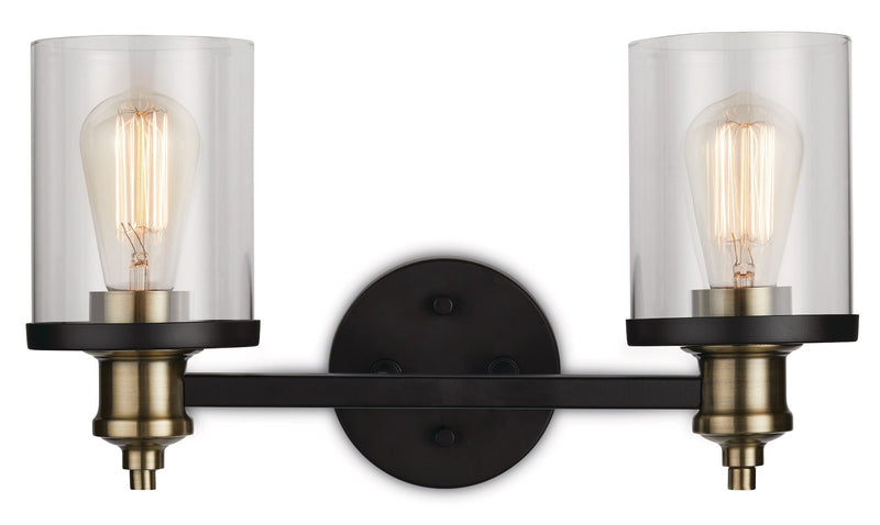 Calliet 2-Light Vanity Light, Matte Black/Brass B6599