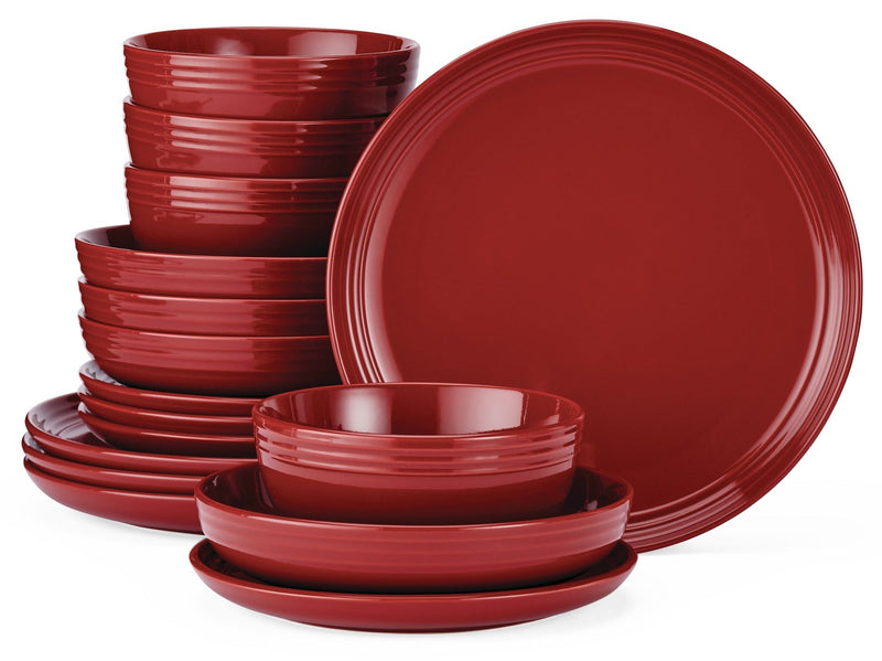 Edenhill Farmhouse Bistro Stoneware Dinnerware Set, Serves 4, 16-pc, Red J530