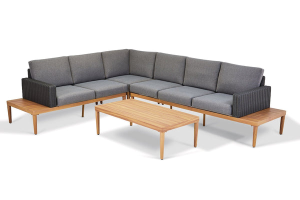 Edenvale Aluminum Frame & Wicker Faux Wood Finish Outdoor/Patio Sectional Set, 4-pc S9844