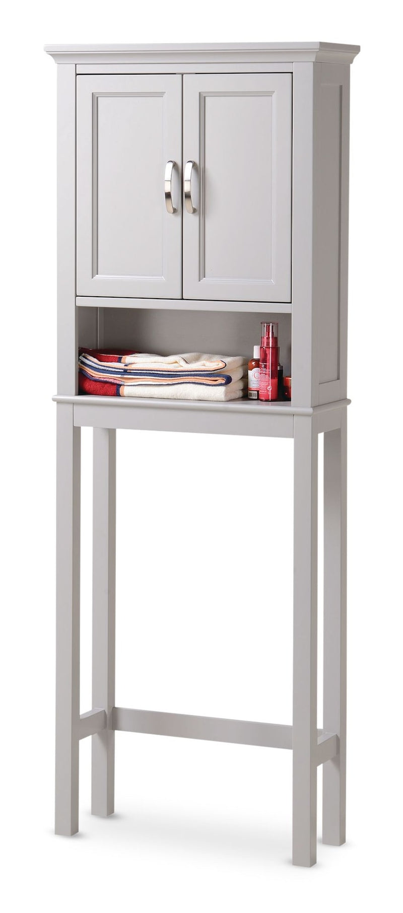 Elena 2-Door Over-The-Toilet Spacesaver Bathroom Storage Cabinet, Grey Y188