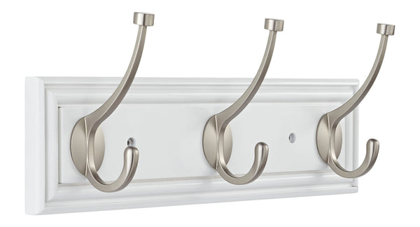 Galena Stainless Steel 3-Hook Rail, White, 16-in Q59