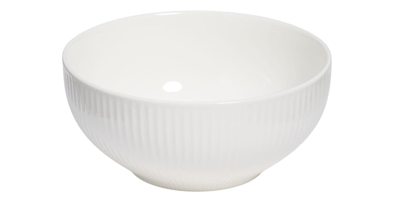 Highbury Ribbed New Bone Low Bowl, 1-pc, White J7321