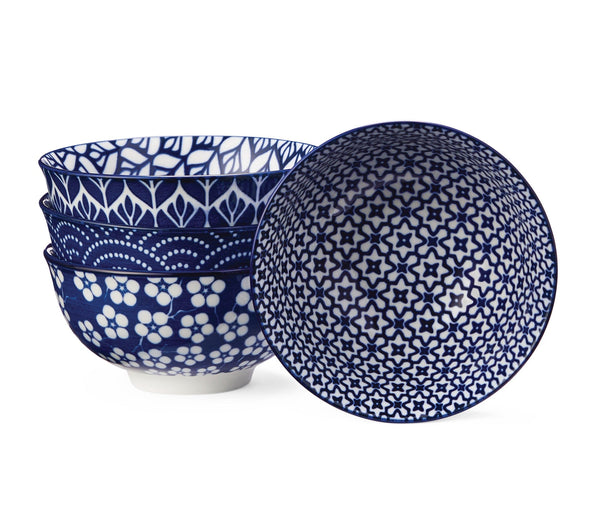 Patterned Porcelain Soup Bowl Set, 4-pk T0310